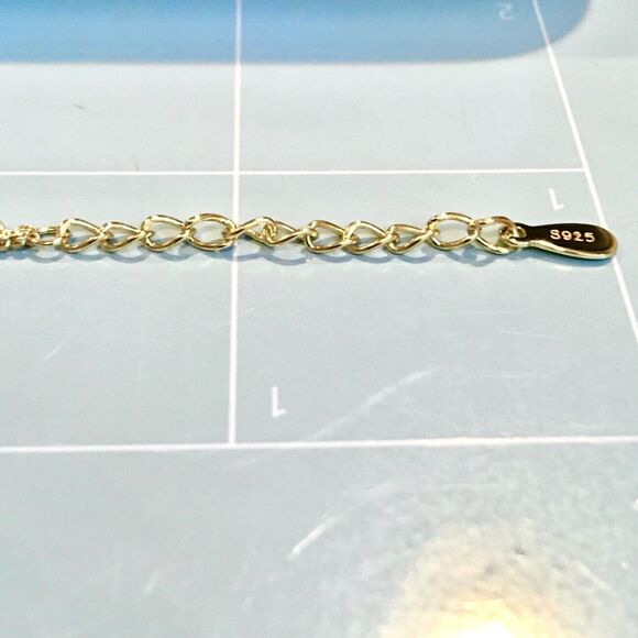 Yellow Gold Sterling Silver Bracelet Plated 3mm 2 Layer Chain 7.5in 925 - Picture 8 of 11